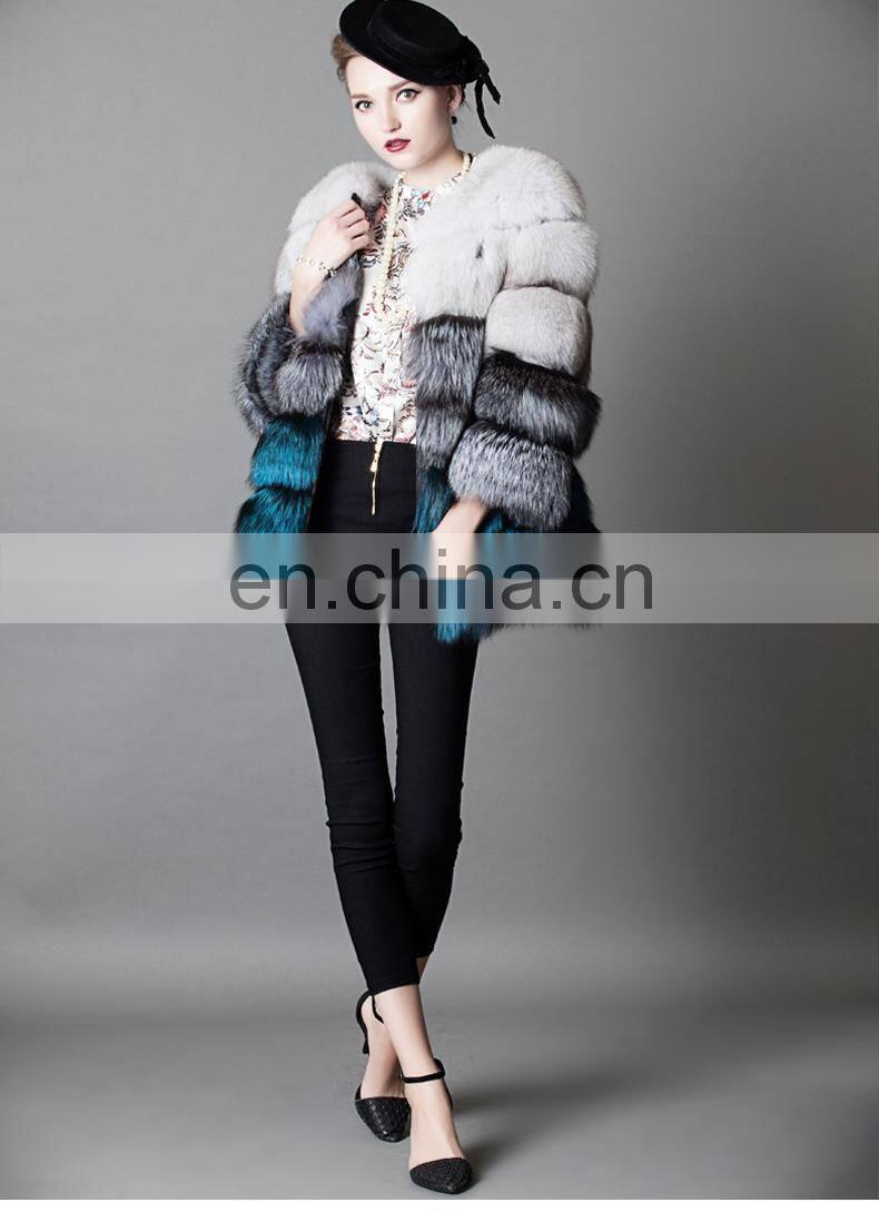 2016 Top Grade Elegant Luxury Winter Warm Real Fox Fur Coat Jacket