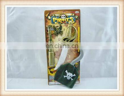 Kids Plastic Pirate play set sword telescope hook ring pirate toy