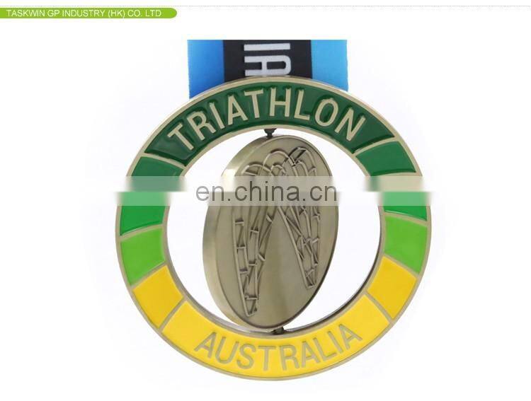 Custom shape Medals with soft enamel proess , sublimation printing ribbon