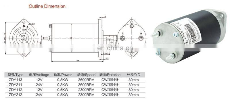 12V 500W Hydraulic Permanent Magnet DC Motor