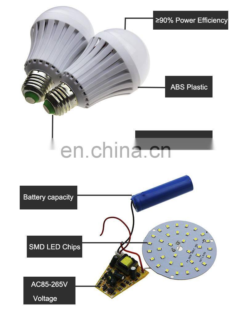 battery backup e27 9w led emergency bulb light kit