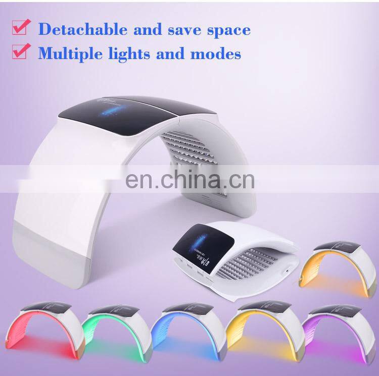 Foldable portable 7 color LED photon red blue acne removal skin rejuvenation spectrometer beauty equipment