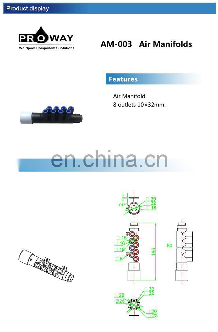 Black Manifold For Water Pipe with 8 outlets PVC plastic Bathroom Manifold For Water Pipe