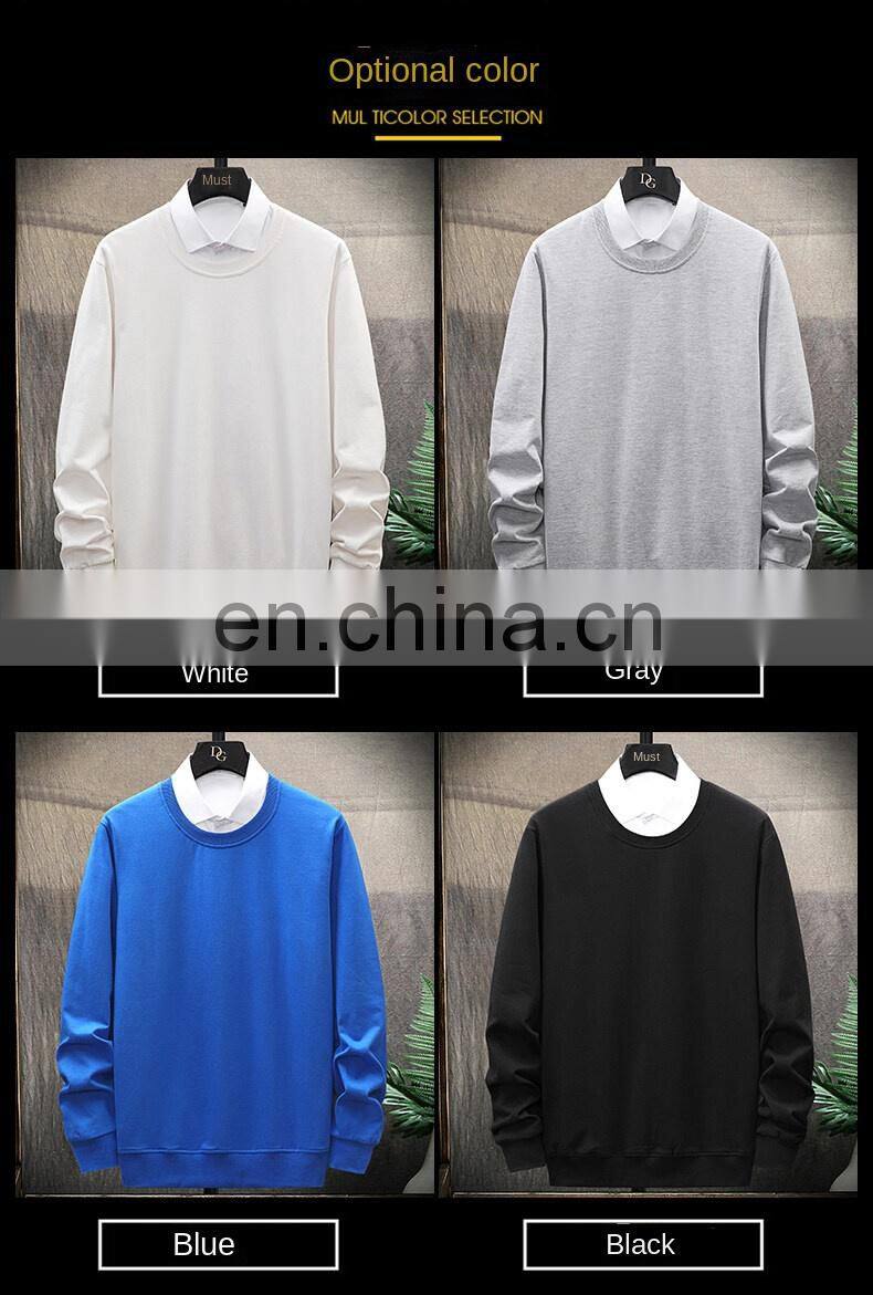 Custom brand round neck plain sweatshirt 100% cotton high quality men custom pullover hoodie plus size men t-shirt
