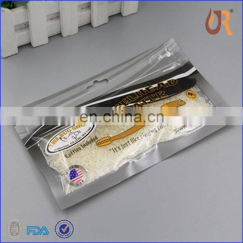 zip lock plastic fishing worm bags with vivid printed