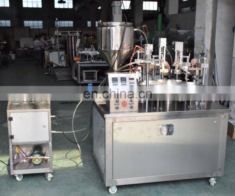 Automatic cosmetic lotion hand cream toothpaste and sealing plastic soft tube filling machine