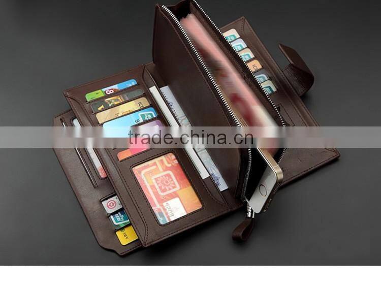 high capacity genuine leather men's wallet with many card slots, wholsale rfd leather wallet for men
