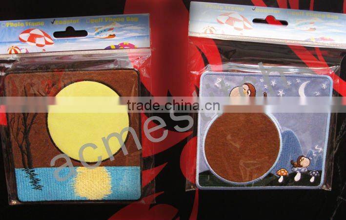 Fashion embroidered cup mat / 3d embroidered satin cup mat/ lovely cup mat