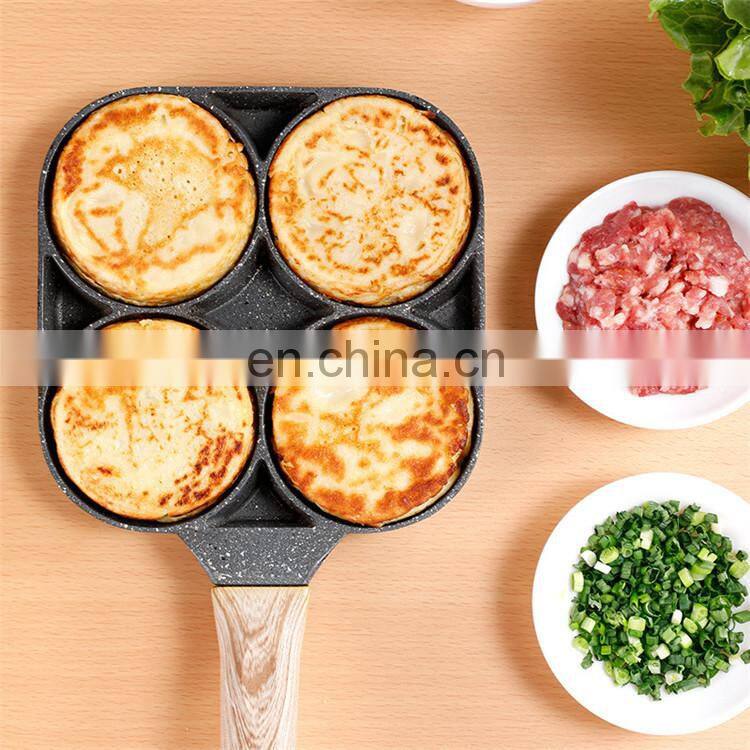 4 Hole Frying Pot Pan Thickened Omelet Pan Non-stick Egg Pancake Steak Cooking Egg Ham Pans Breakfast Maker Cookware