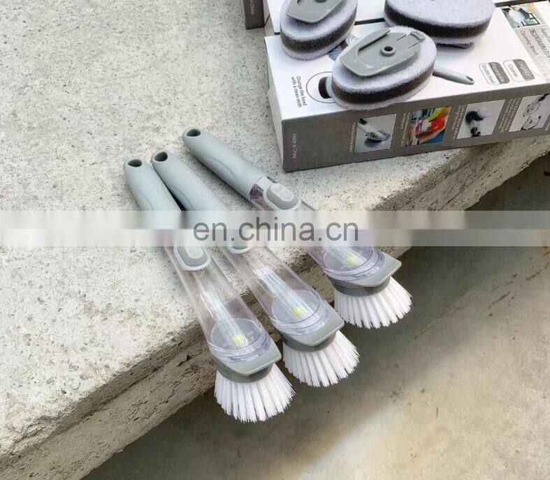 2 in1 Kitchen Cleaning Brush with Removable Brush head Sponge Soap Dispenser Dish Washing Brush Set Kitchen Clean Tools