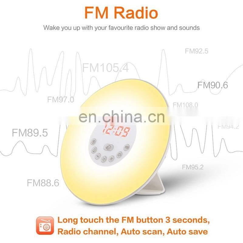 LED Gradual Sunrise Sunset FM Radio Alarm Clock Wake Up Light