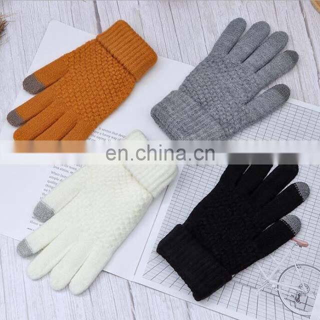 Wholesale Custom Acrylic Knitted Gloves Women Mnes Warm Knitted Winter Gloves For Outdoor