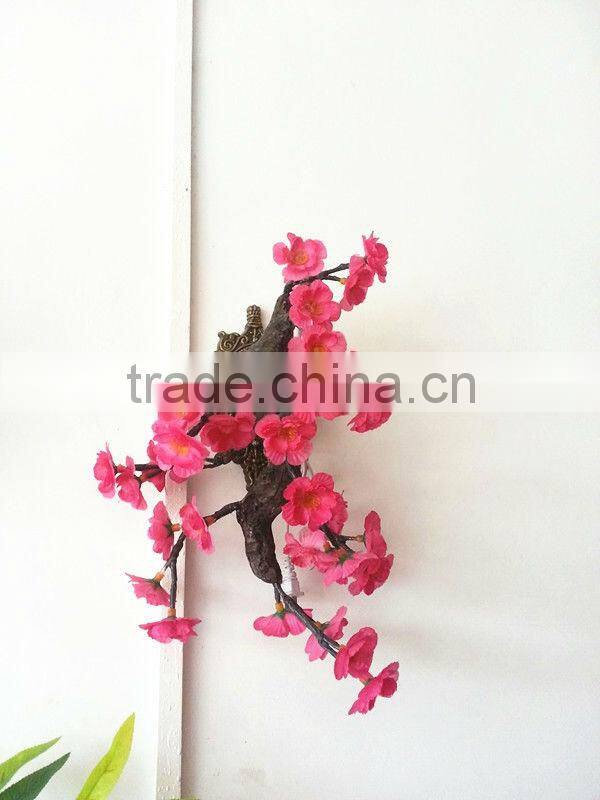 Artificial red peach blossom wall lamp