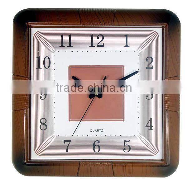 2014 Wooden Color Plastic Material Quartz Wall Clock