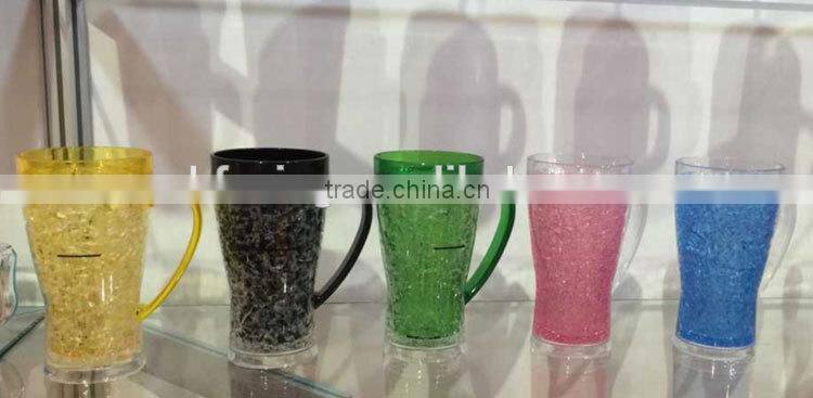 14 oz 400ML Plastic double wall ice gel frosty beer mug freezer food grade FDA standard