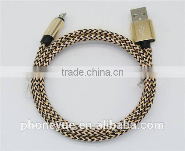 metal alloy super flexible nylon braided micro usb data cable for tablet pc