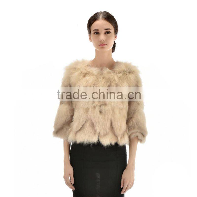 Hot Sell Short style Lady Winter charming Clothing Natural Fox Foot Fur Coat