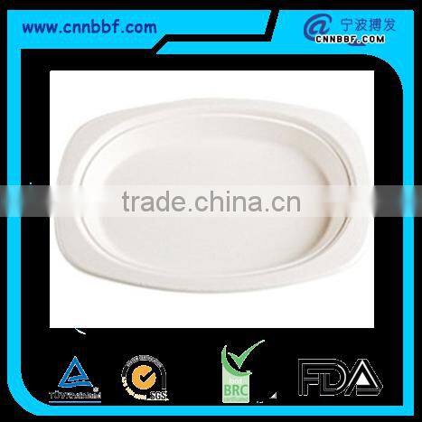 Biodegradable disposable ecofriendly sugarcane pulp oval plates