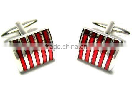 Stainless Steel & Red Wood Cross Peltate Cufflinks for Men with Gift Box