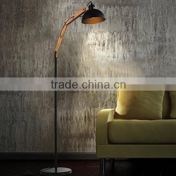 Wood and metal material floor lamp adjustable wooden floor lamp