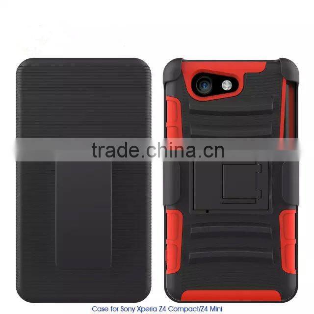 Keno Tough Rugged Layered Extreme Hybrid Belt Clip Holster Case for Sony Xperia Z4 Compact / Z4 Mini