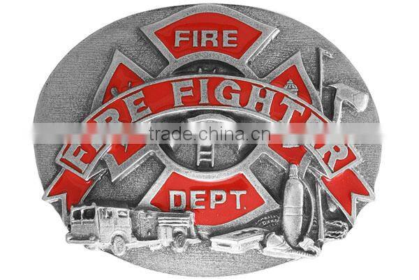 American Firefighter - American Hero Limited Addition Commemorative Twin Towers Pewter & Red Enamel Metal Fridge Magnet