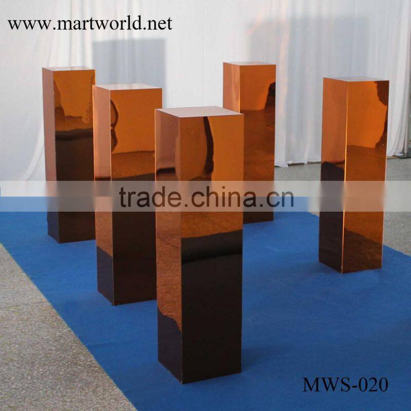 1m tall gold mirror surface flower stand pillar column for wedding decorating party and weddings decoration(MWS-020)