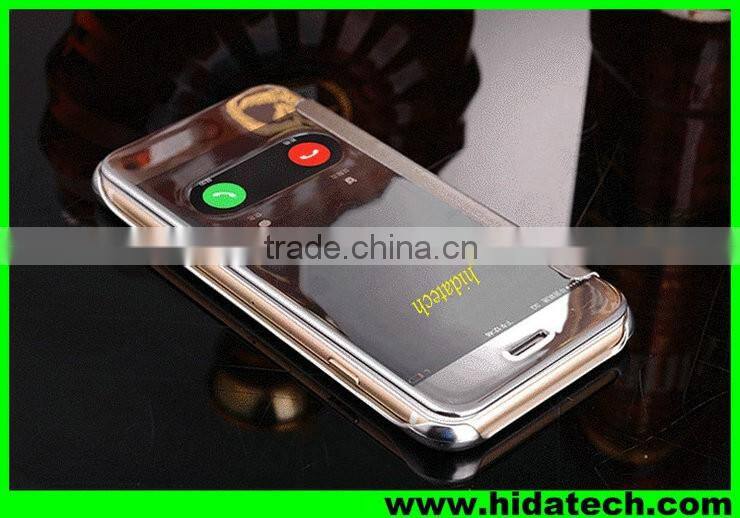 Clear smart visible flip leather case for apple iPhone 6 mirror leather case