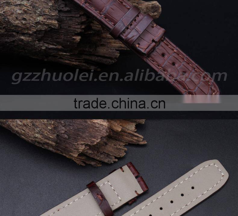 Hot fashion Factory Price custom logo accepted Customized Genuine crocodile leather watch strap 20mm 22mm