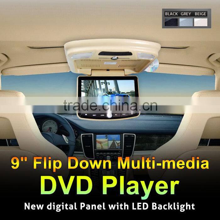 9" Flip Down Multi-media DVD Player With New Digital Panel