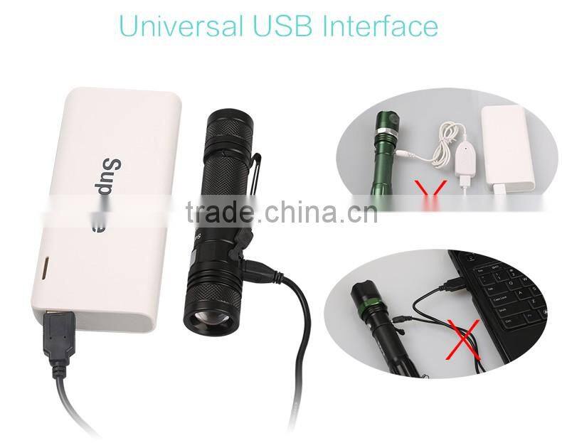 USB torch A2 rechargeable flashlight with zoom