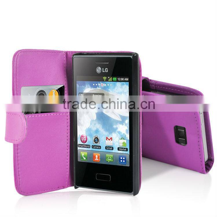 Wallet stand leather Mobile Phone case cover for LG E400 Optimus L3