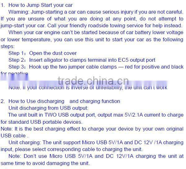 Best Selling Portable mini 12V Diesel gasoline version Car Jump Starter 12000mAh