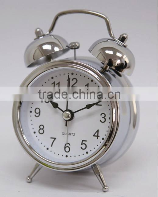 3" twin bell alarm clock, red twin bell alarm clock