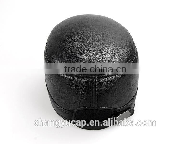 Haute Couture PU Flat Cap/Ear protection Cap/Cotton-Padded Cap