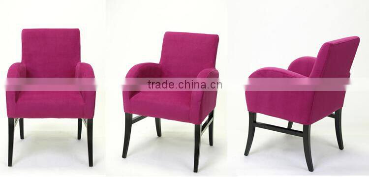 Modern Arc Armrest design Rose red Removable Velvet slipcover fabric Hotel chair/Dining Chair/Restaurant Chair (KY-3060)