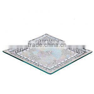 Mosaic silver glass square Charger Plate
