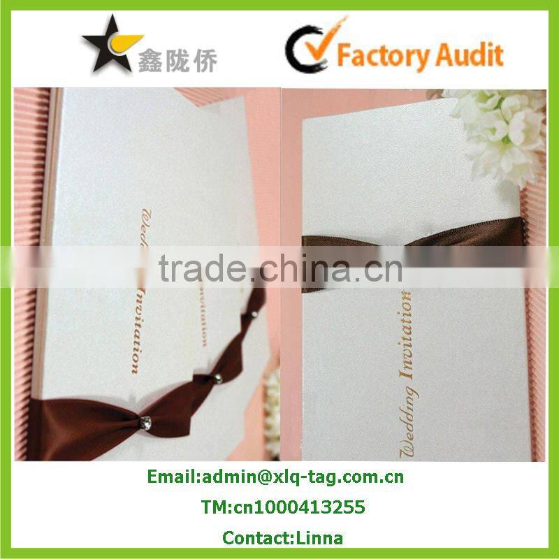 2015 Christmas Classical white ribbon wedding invitation card