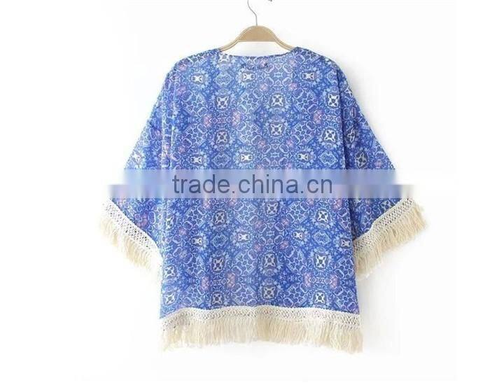 Latest Designer Elegant Tunics Kaftan With Fringes Beach Poncho