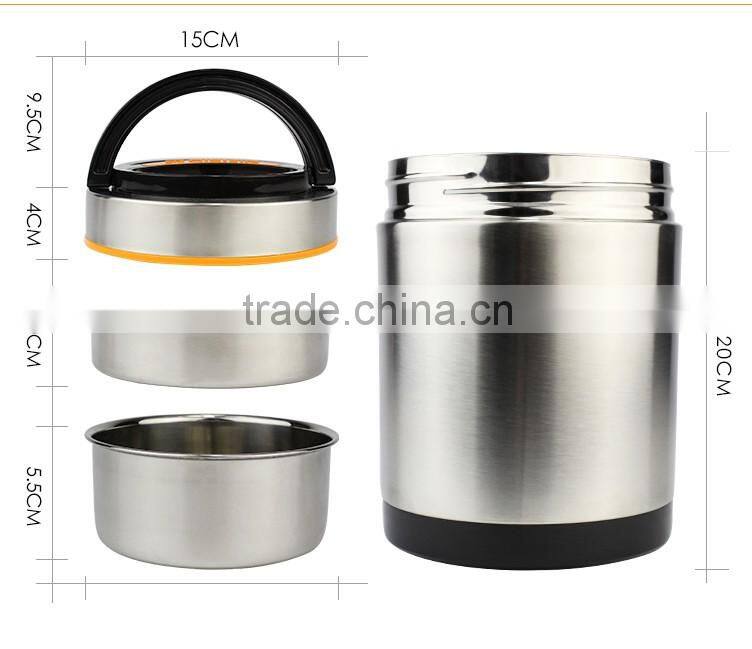 good quality 3 layers thermos sanding surface heat presevation stainless steel vacuum pot/food storage with removable handle