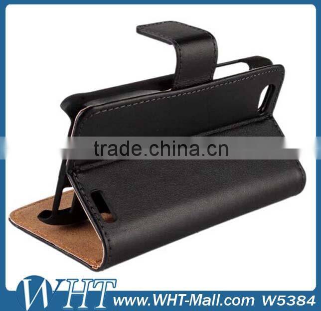 Top Quality Leather Flip Credit Card Slots Wallet Style Case Cover for HTC One V Mobile Phone Case