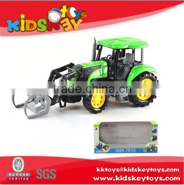 Good quality green friction car plastic farm toy tractors for children