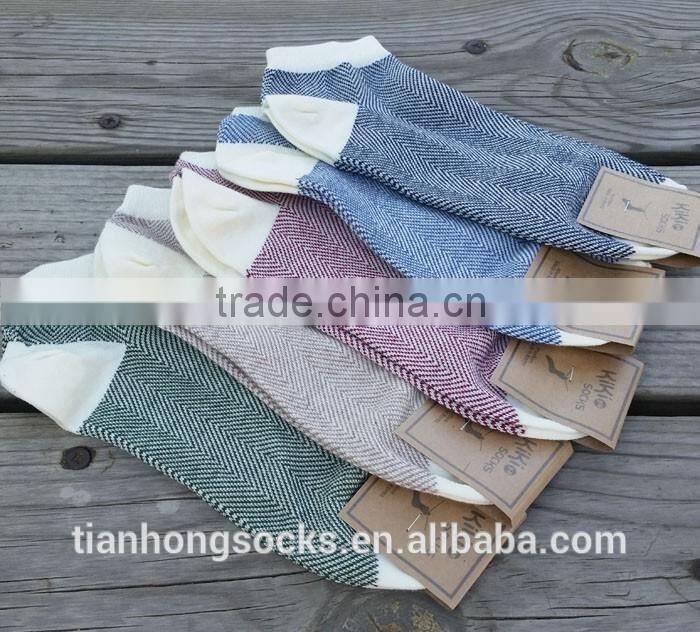 Thin cotton hosiery for absorbent invisible wave striped leisure men boat socks