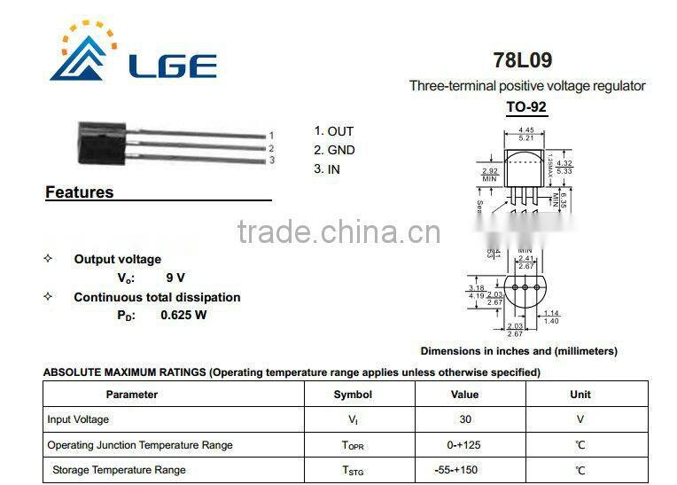78L09 TO-92 Voltage Regulator