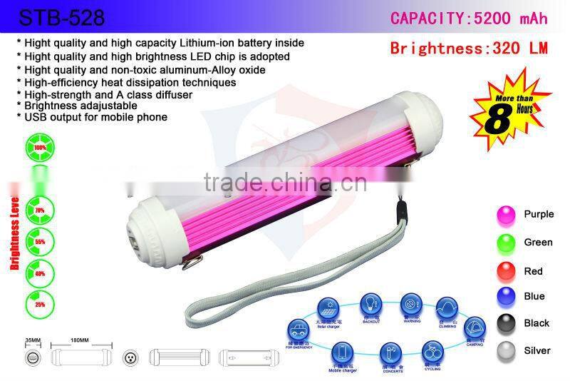 IP65 Waterproof LED Light Stick Emergency Charger Portable Flashlight Torch Camping Outdoor Lamp+Power adapter