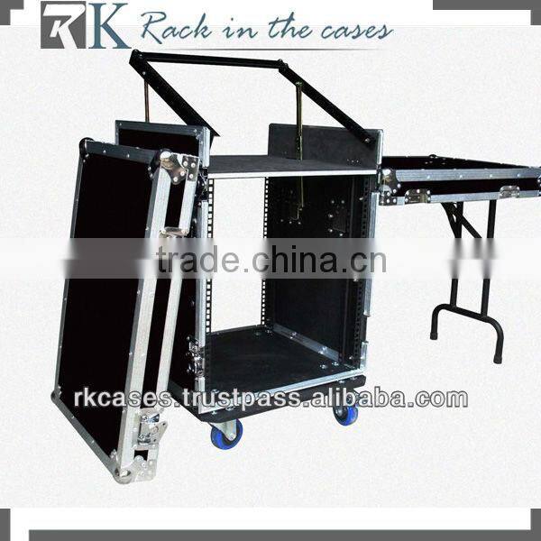 RK audio system rack case,10U slant mixer rack/14U vertical rack system with two tray and caster board
