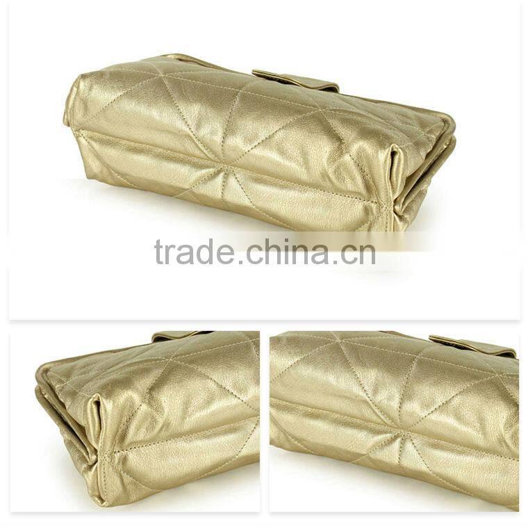Golden PU Evening Cosmetic Bag With Snap