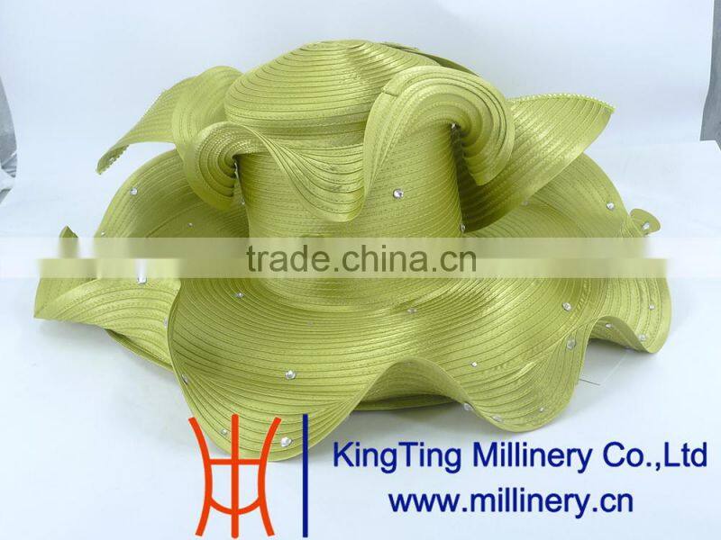 Green Wholesale Handmade Ribbon Satin Hats With Purse Together