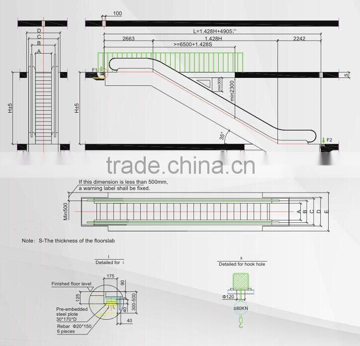 Escalator with degree 30 and 35