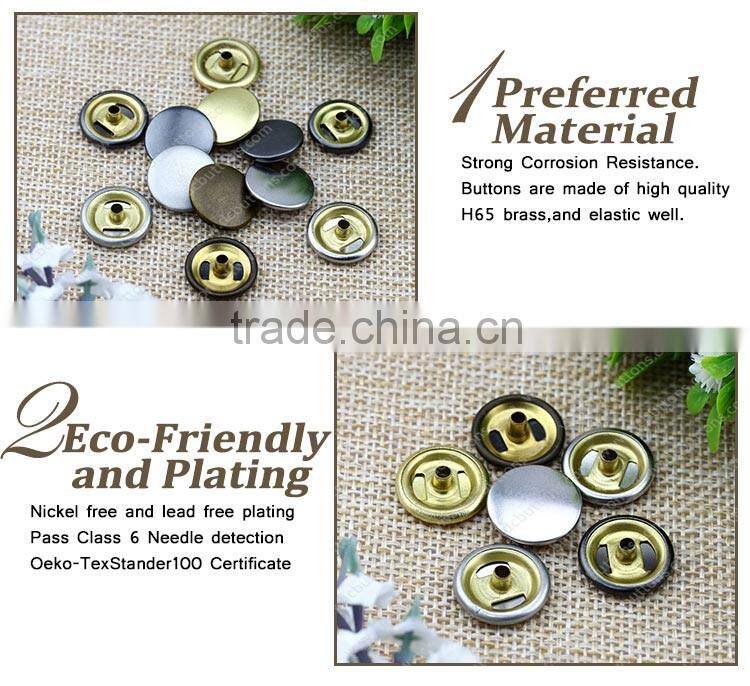 New Fashion Metallic Colors Durable in Nickle Free Ring Snap Button For Coats